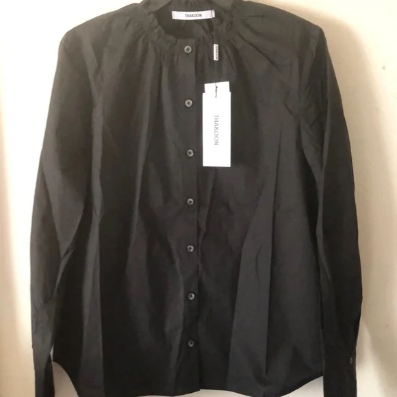 Thakoon Smocked Neck Poplin Blouse size Large New